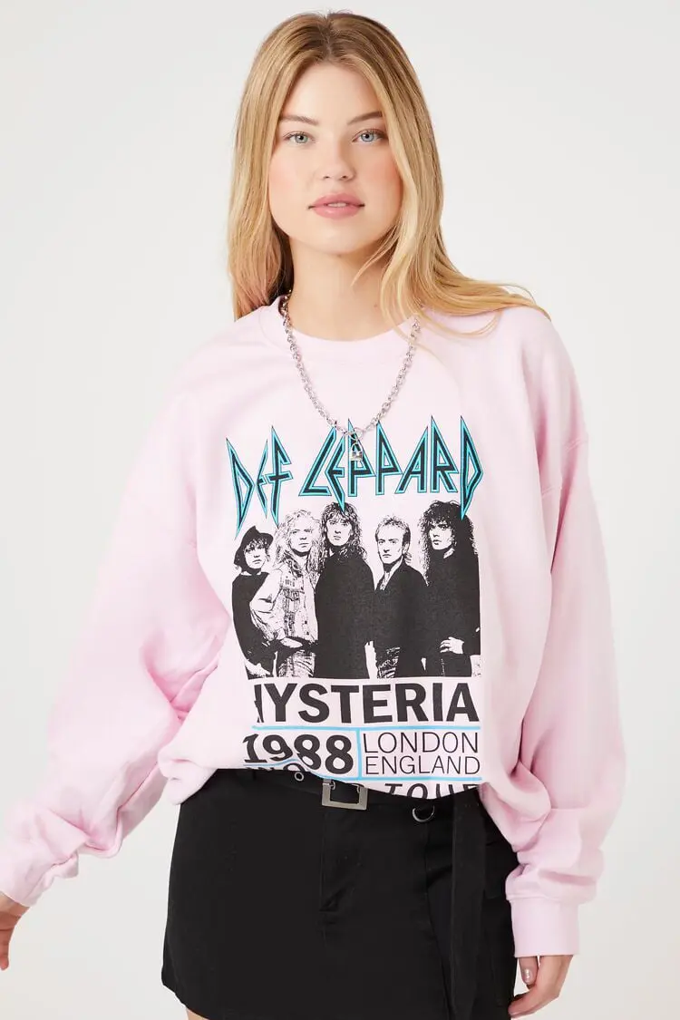 Forever 21 Forever 21 Def Leppard Graphic Pullover Hot Pink. 1