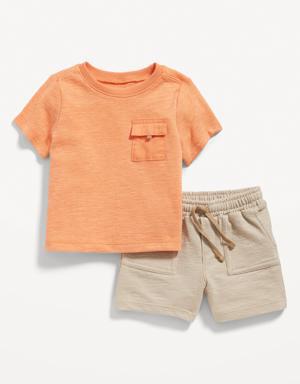 Textured Pocket T-Shirt and Pull-On Shorts Set for Baby multi