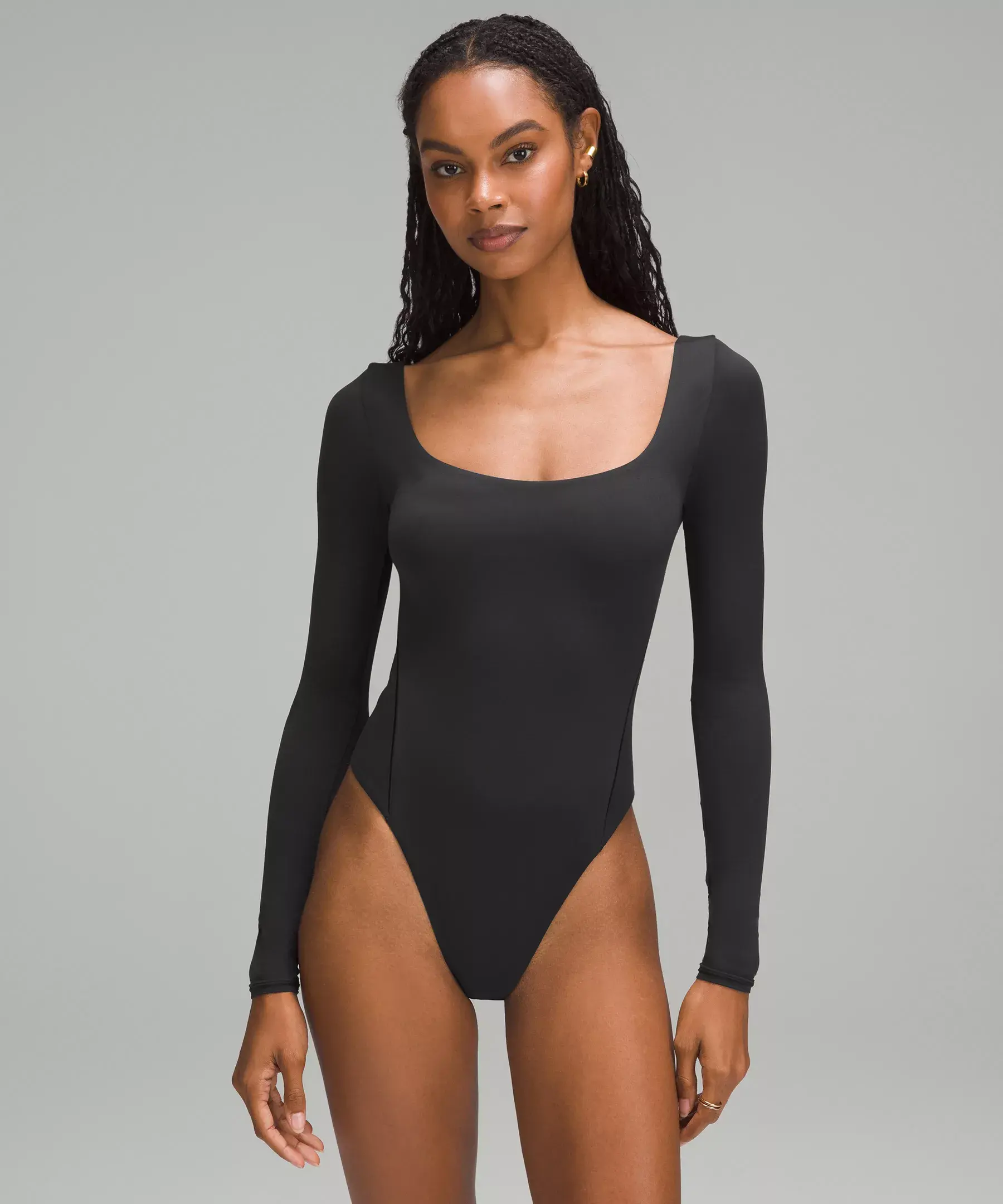 Lululemon Wundermost Ultra-Soft Nulu Square-Neck Long-Sleeve Bodysuit. 1