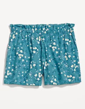 High-Waisted Floral Pajama Shorts -- 3-inch inseam blue