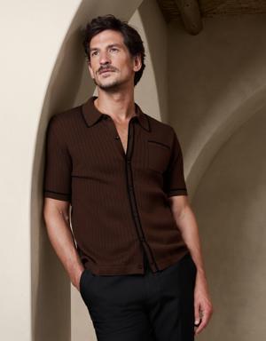 Christophe Cotton-Silk Sweater Polo brown