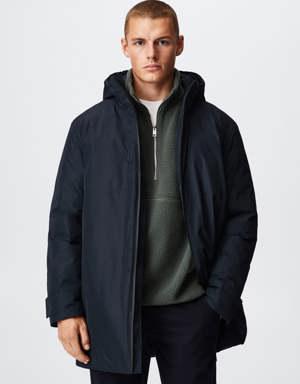Water-repellent padded parka