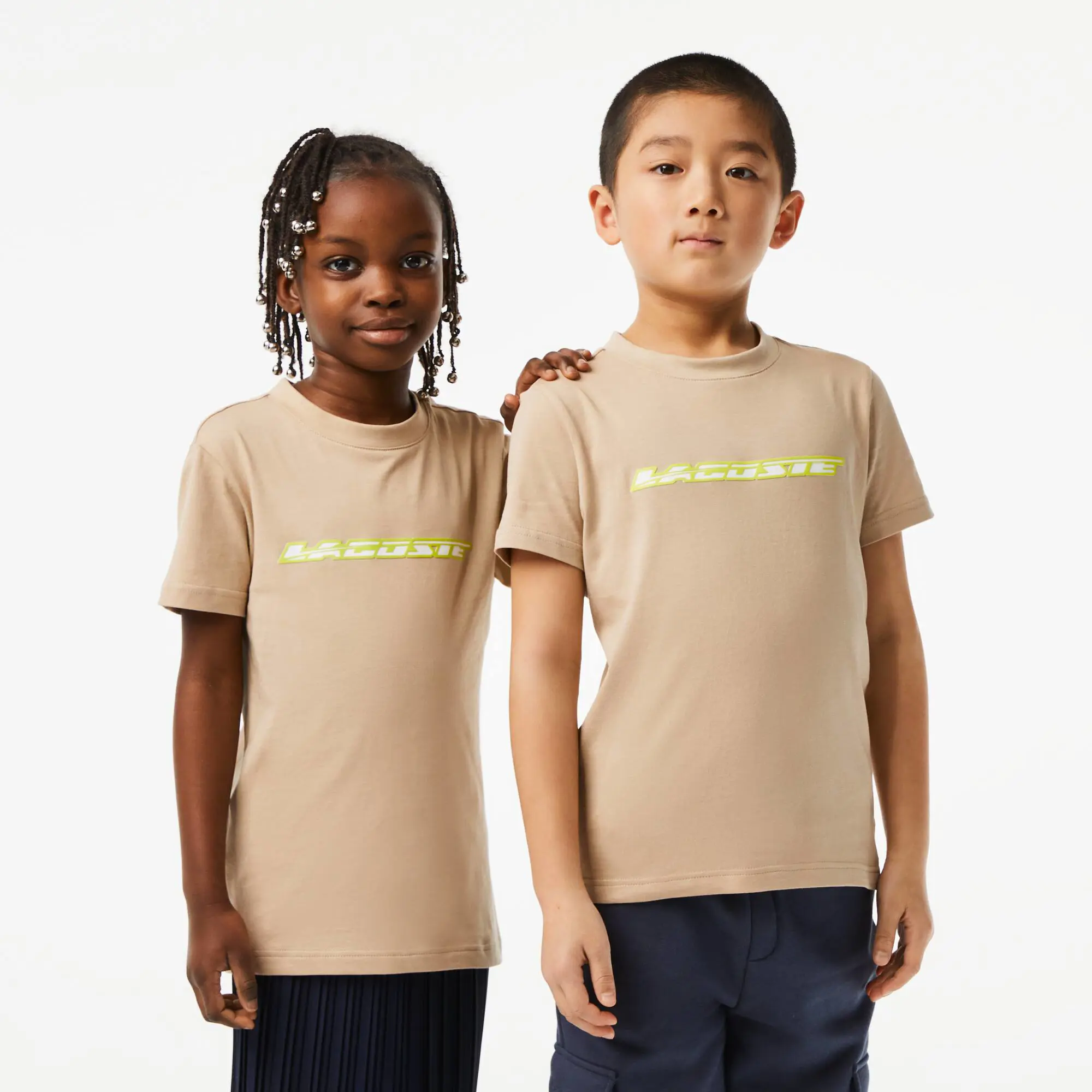 Lacoste T-shirt de jersey de algodão Lacoste para criança com marca em contraste. 1