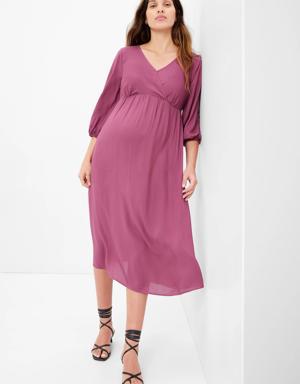 Maternity Wrap Midi Dress purple