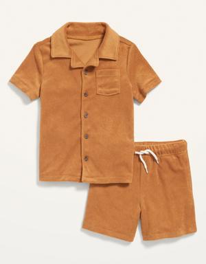 Old Navy Short-Sleeve Loop-Terry Shirt and Shorts Set for Toddler Boys orange