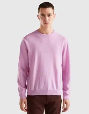 lilac crew neck sweater in pure merino wool
