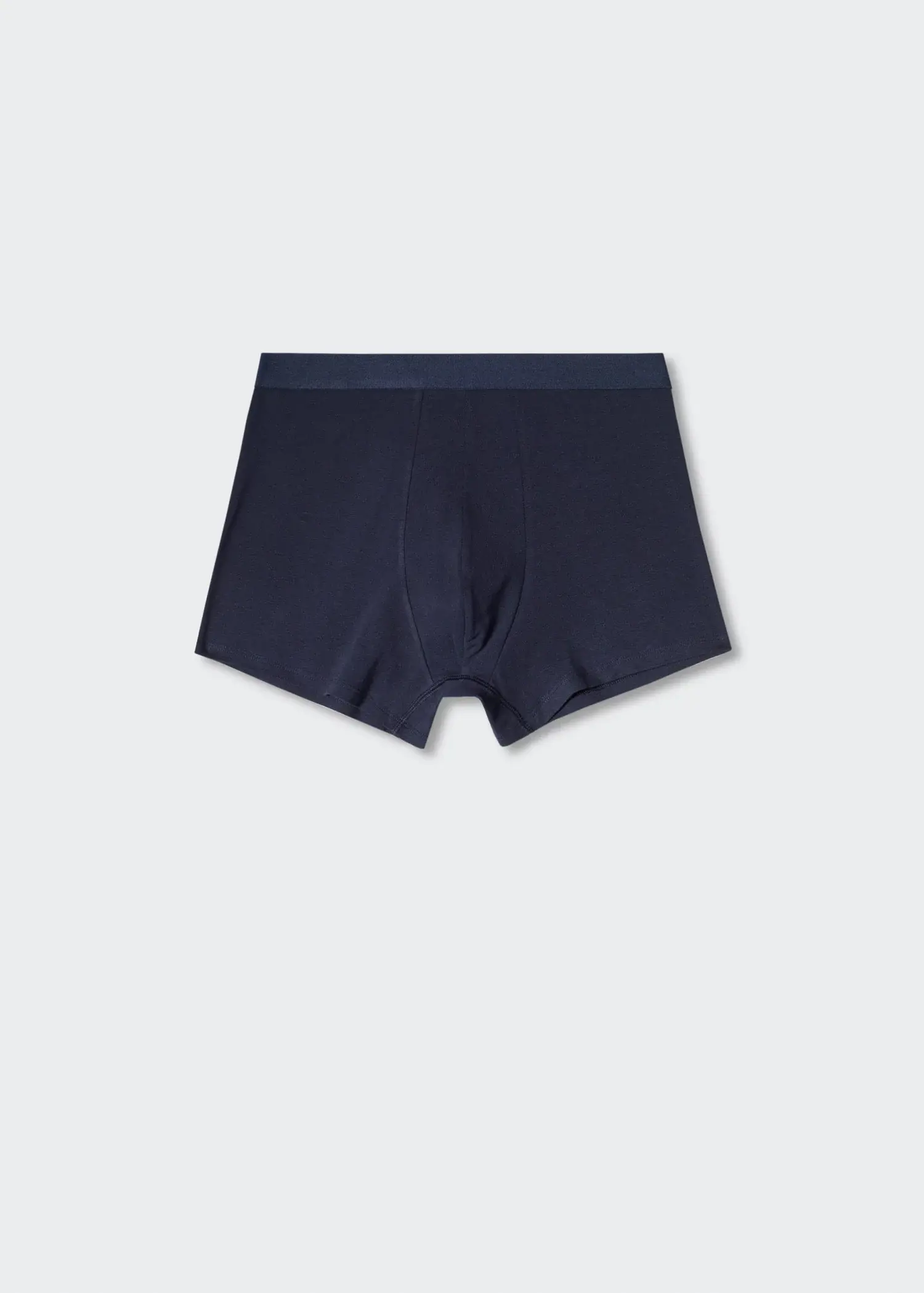 Mango Basic boxer 2 pack. a pair of black boxers are on a white surface. 