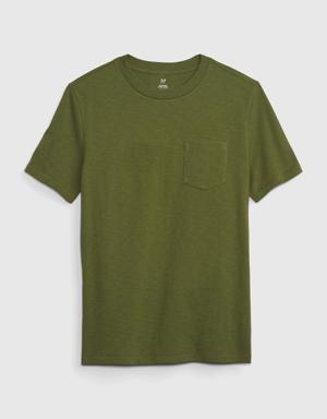 Kids 100% Organic Cotton Pocket T-Shirt green