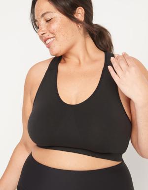 Light Support Seamless Racerback Sports Bra for Women 2X-4X black