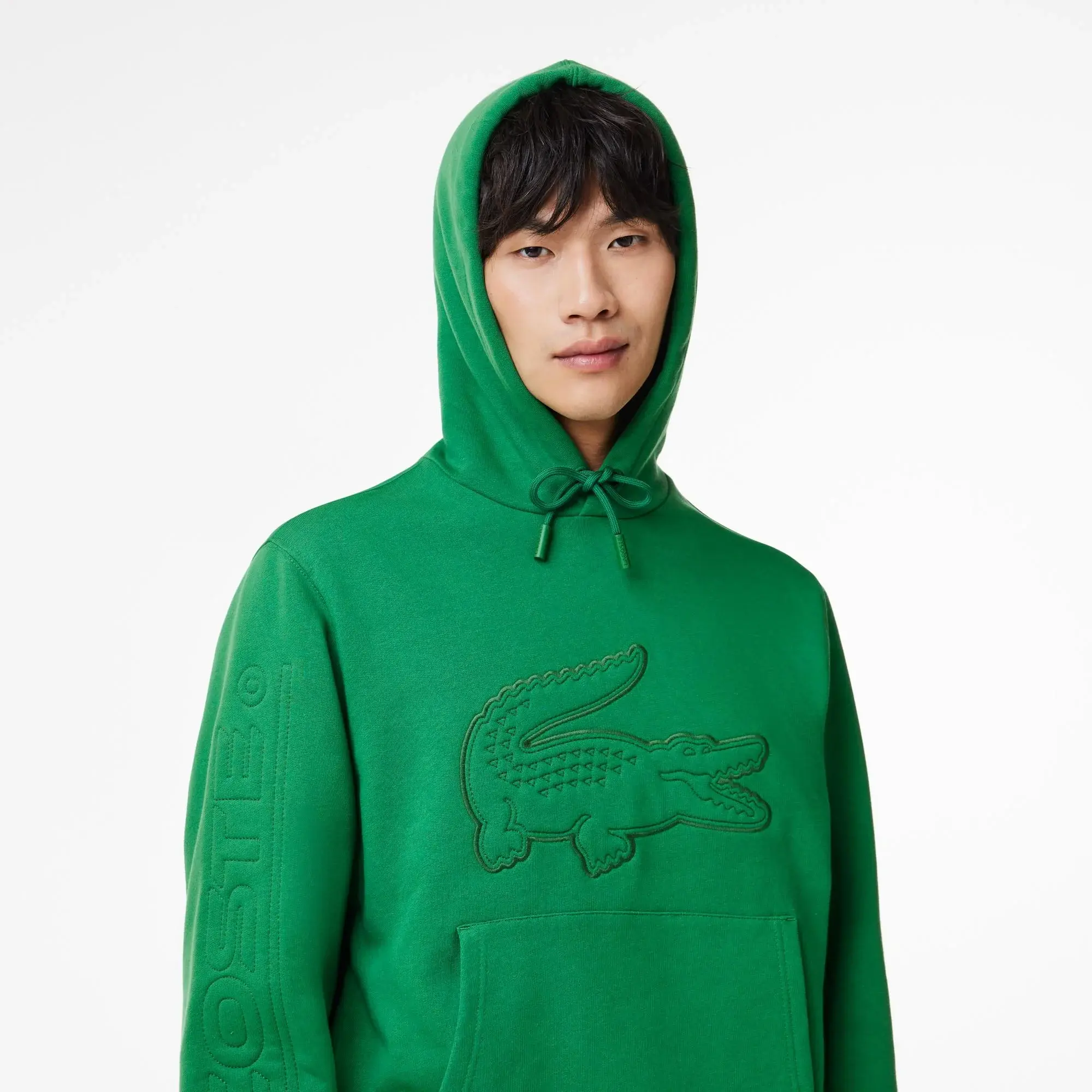 Lacoste Erkek Relaxed Fit Kapüşonlu Baskılı Yeşil Sweatshirt. 2