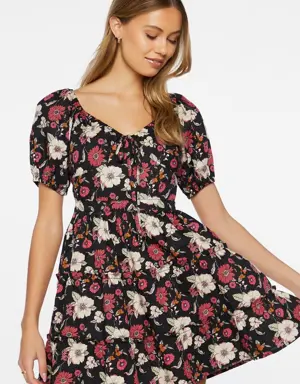 Forever 21 Floral Print Mini Dress Black/Multi