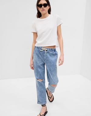 Mid Rise Easy Pull-On Jeans blue