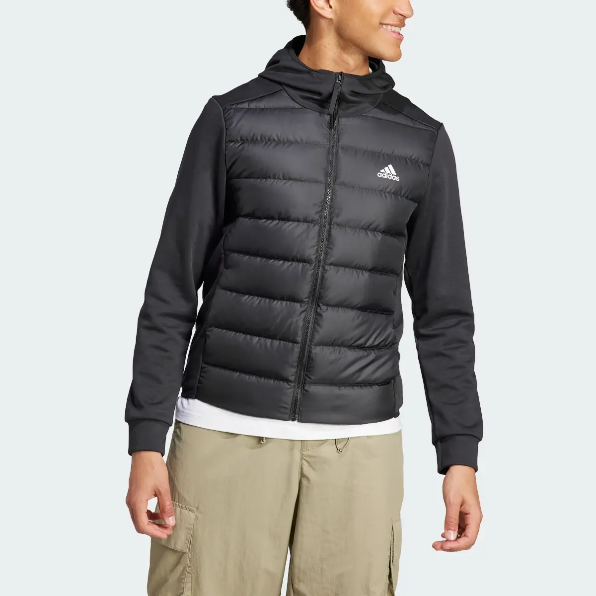 Adidas Essentials Hybrid Down Hooded Jacket. 1
