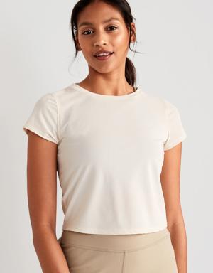 Old Navy PowerSoft Cropped T-Shirt for Women beige