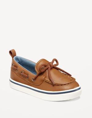 Faux-Leather Boat Shoes for Toddler Boys brown