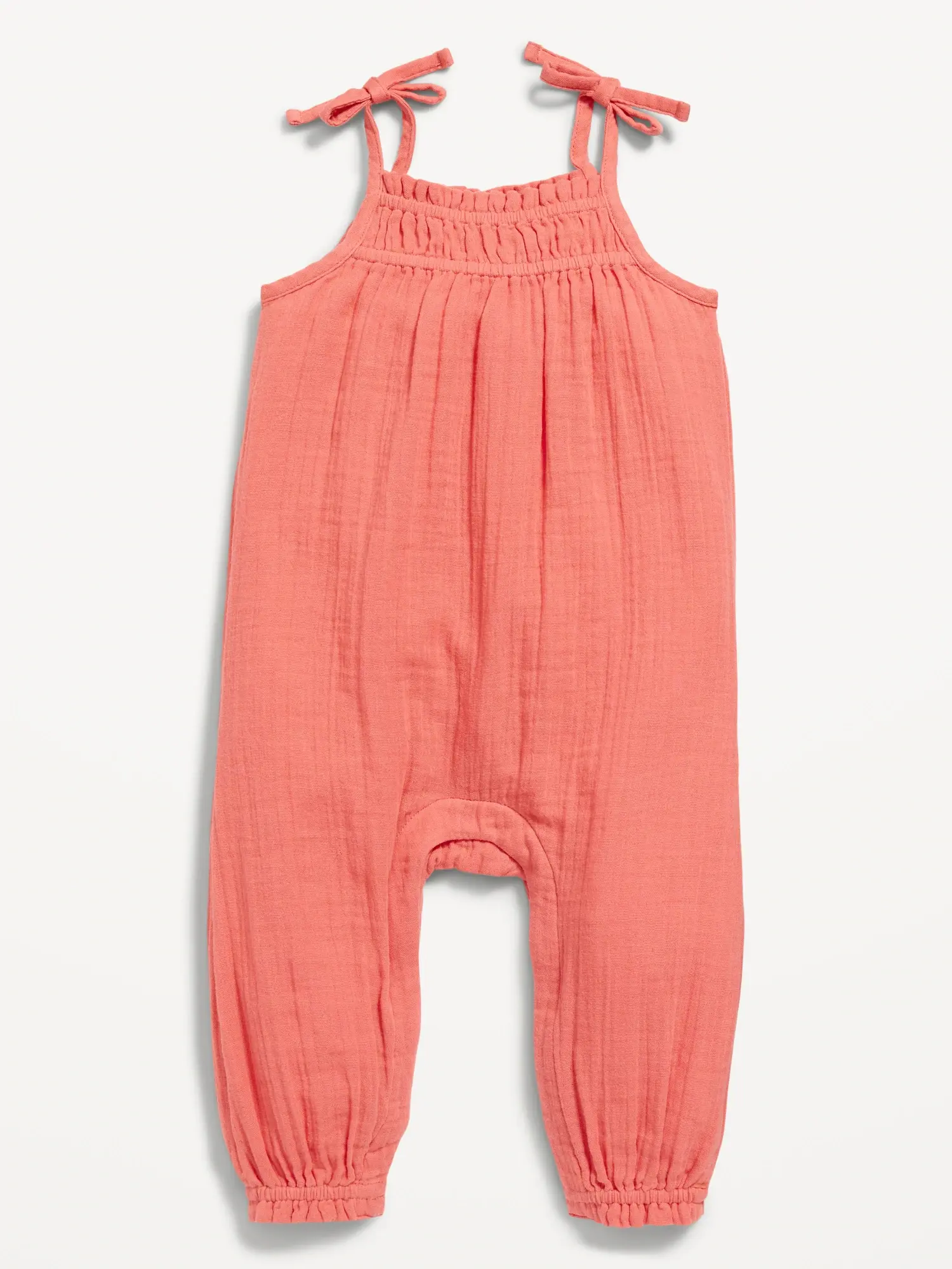 Old Navy Sleeveless Tie-Knot Double-Weave Jumpsuit for Baby orange. 1