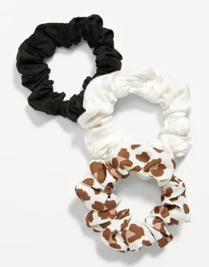 Scrunchie Hair-Tie 3-Pack for Girls brown
