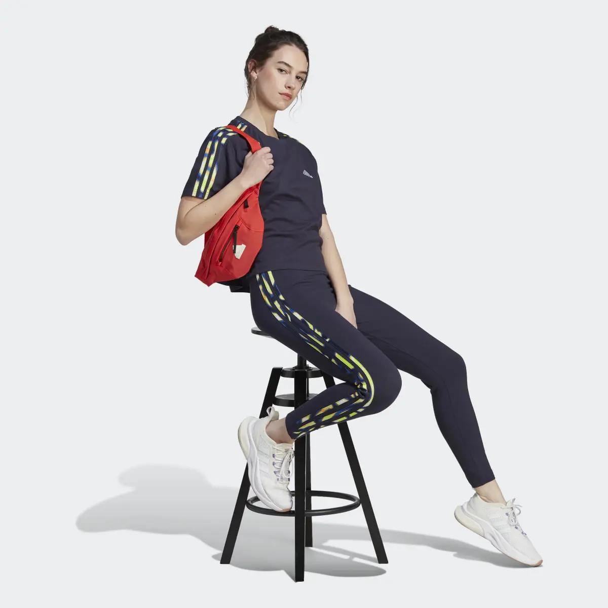 Adidas Vibrant Print 3-Stripes Cotton Leggings. 3