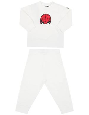 Beyaz Örümcek Baskılı Logolu Erkek Çocuk 2li Set