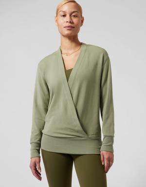 Athleta Purana V&#45Neck Wrap Sweatshirt green