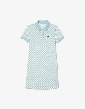 Girls’ Lacoste Check Print Organic Cotton Polo Dress