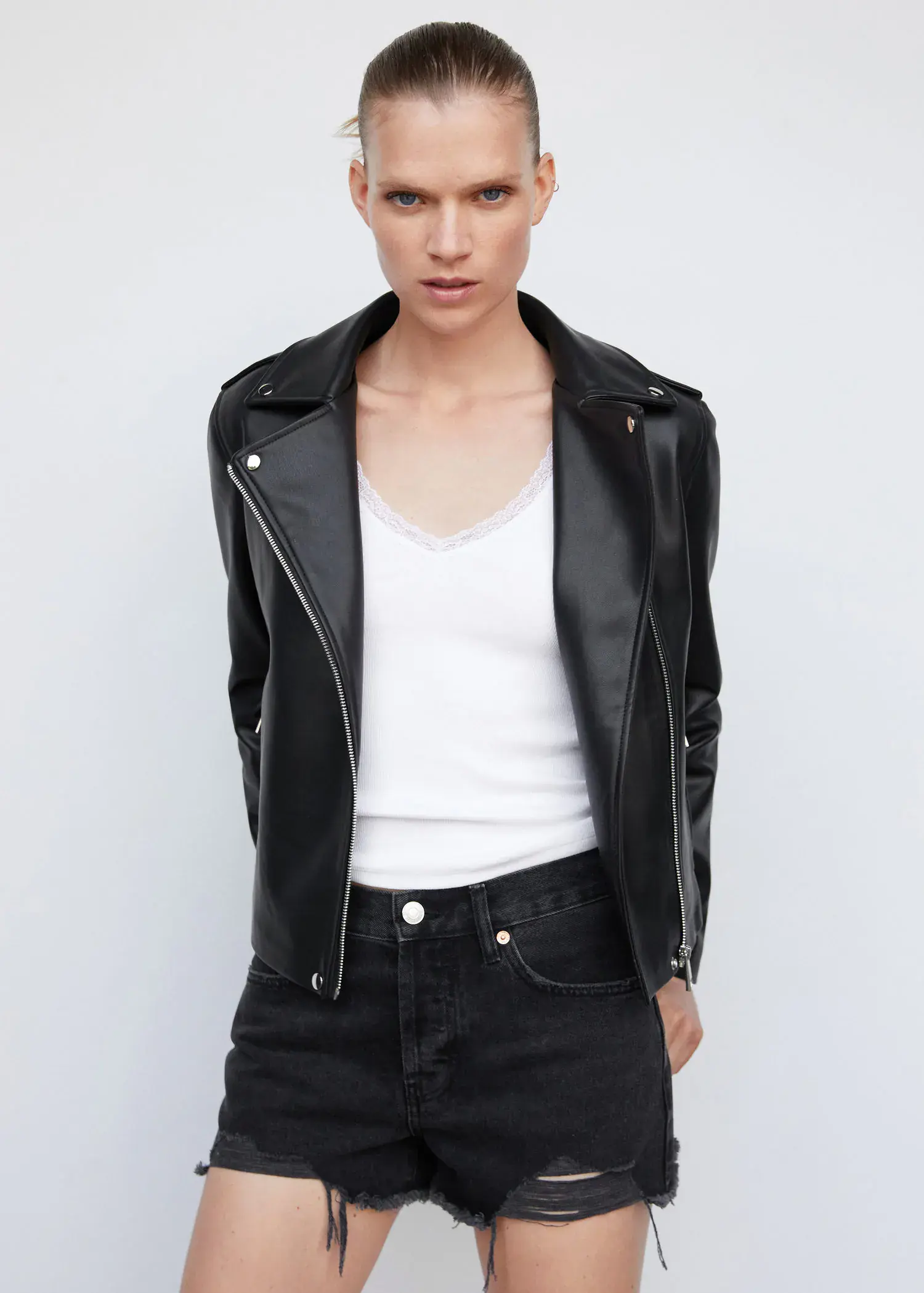 Mango Blouson biker similicuir. 2