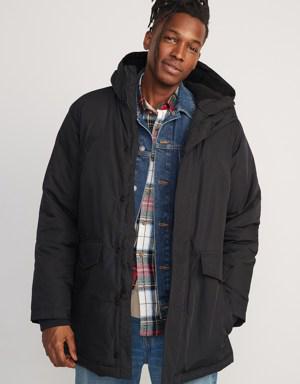 Water-Resistant Hooded Parka Coat for Men black