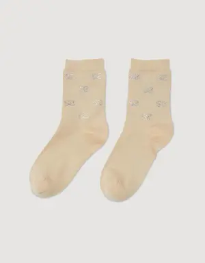 Double S rhinestone socks