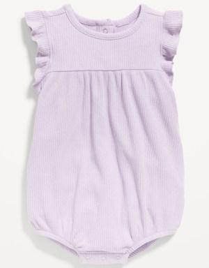 Unisex Ruffle-Sleeve Rib-Knit Romper for Baby purple