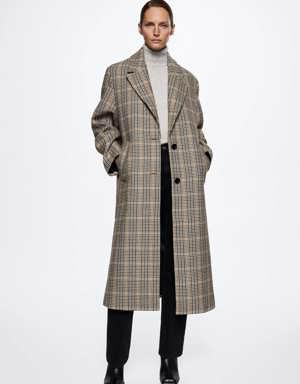 Houndstooth wool-blend coat