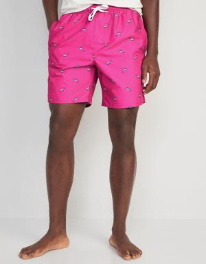 Printed Swim Trunks for Men --7-inch inseam pink