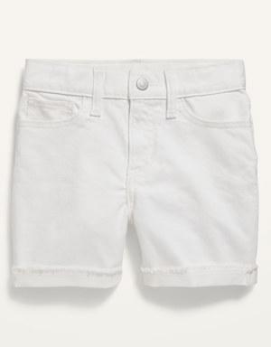 High-Waisted Roll-Cuffed White Cut-Off Jean Shorts for Girls