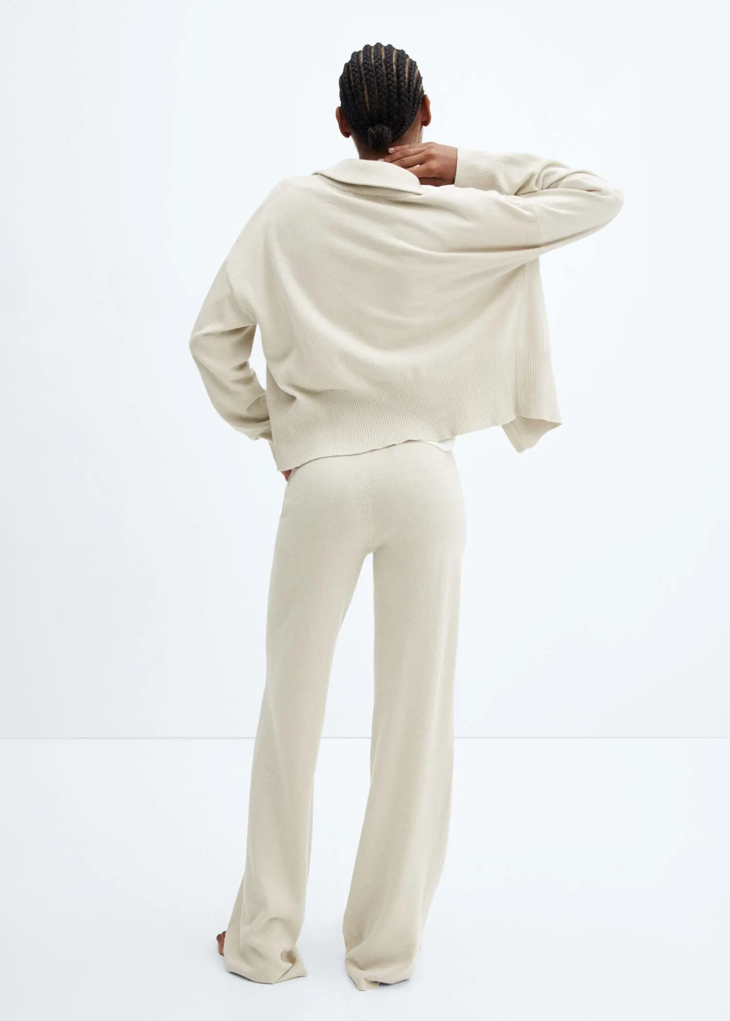 Mango Wideleg Pyjama-Hose aus Baumwolle mit Leinen. 3