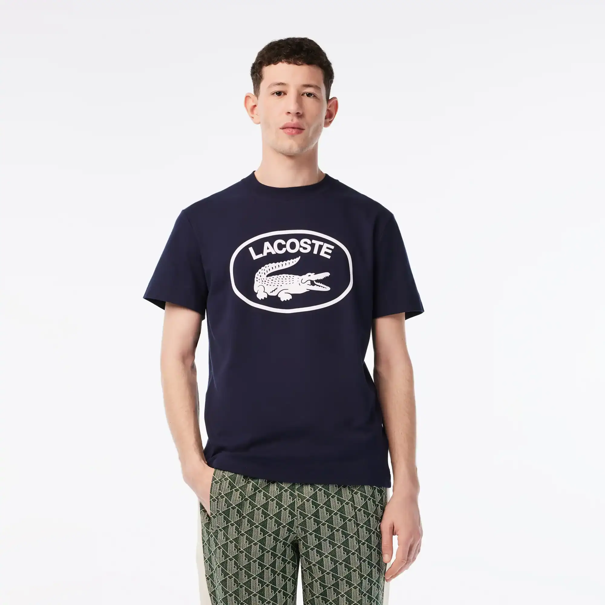 Lacoste T-shirt relaxed fit de algodão com marca no tom Lacoste para homem. 1