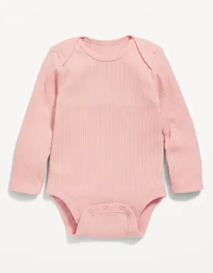 Unisex Long-Sleeve Rib-Knit Bodysuit for Baby pink