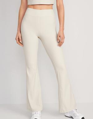 Extra High-Waisted PowerSoft Rib-Knit Flare Pants for Women beige
