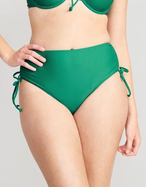 High-Waisted Tie-Cinched Bikini Swim Bottoms for Women green