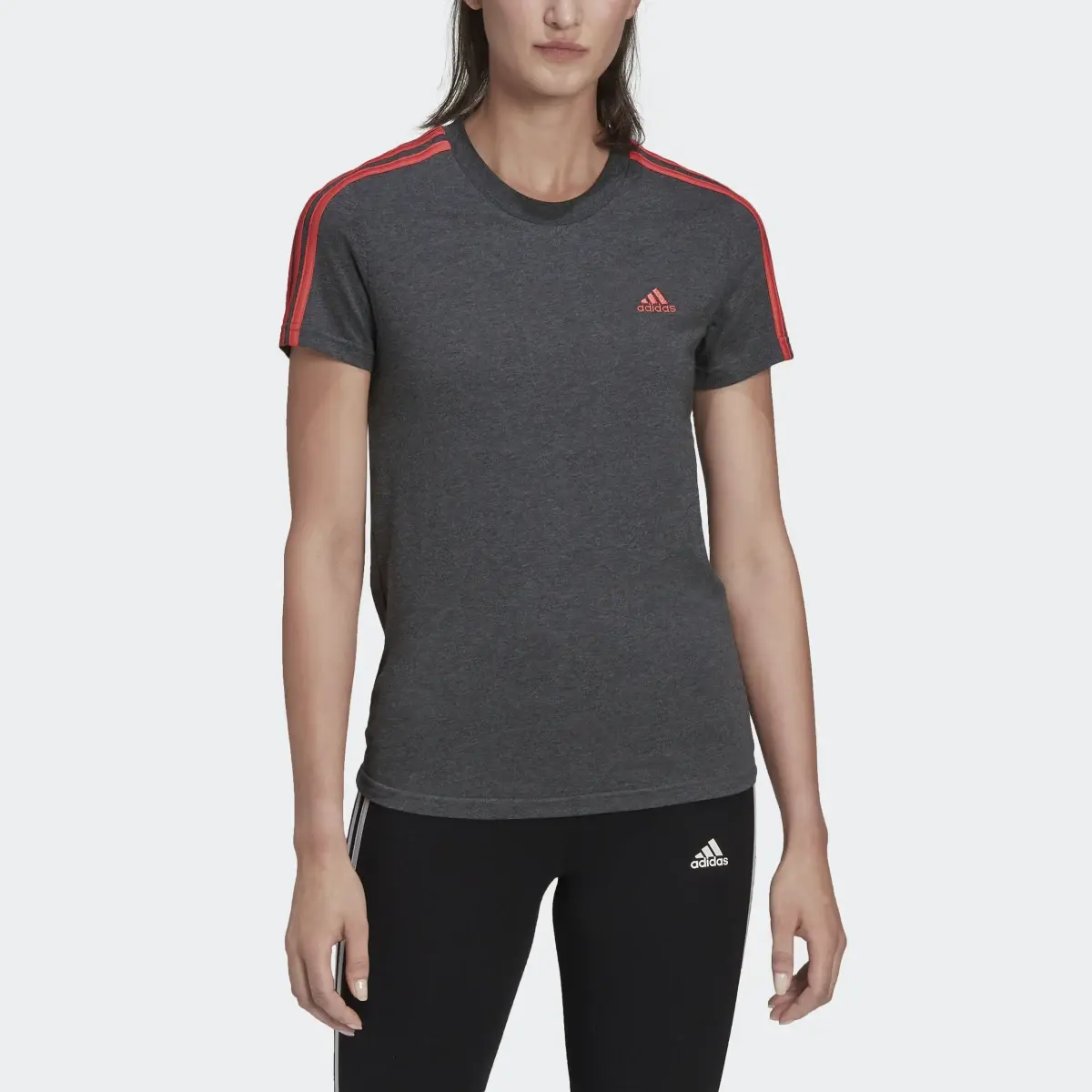 Adidas LOUNGEWEAR Essentials Slim 3-Stripes Tişört. 1