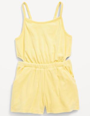 Loop-Terry Side-Cutout Cami Romper for Girls yellow