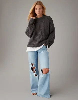 American Eagle Whoa So Cozy Waffle Sweater. 1