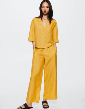 Mango Linen-blend short-sleeve shirt