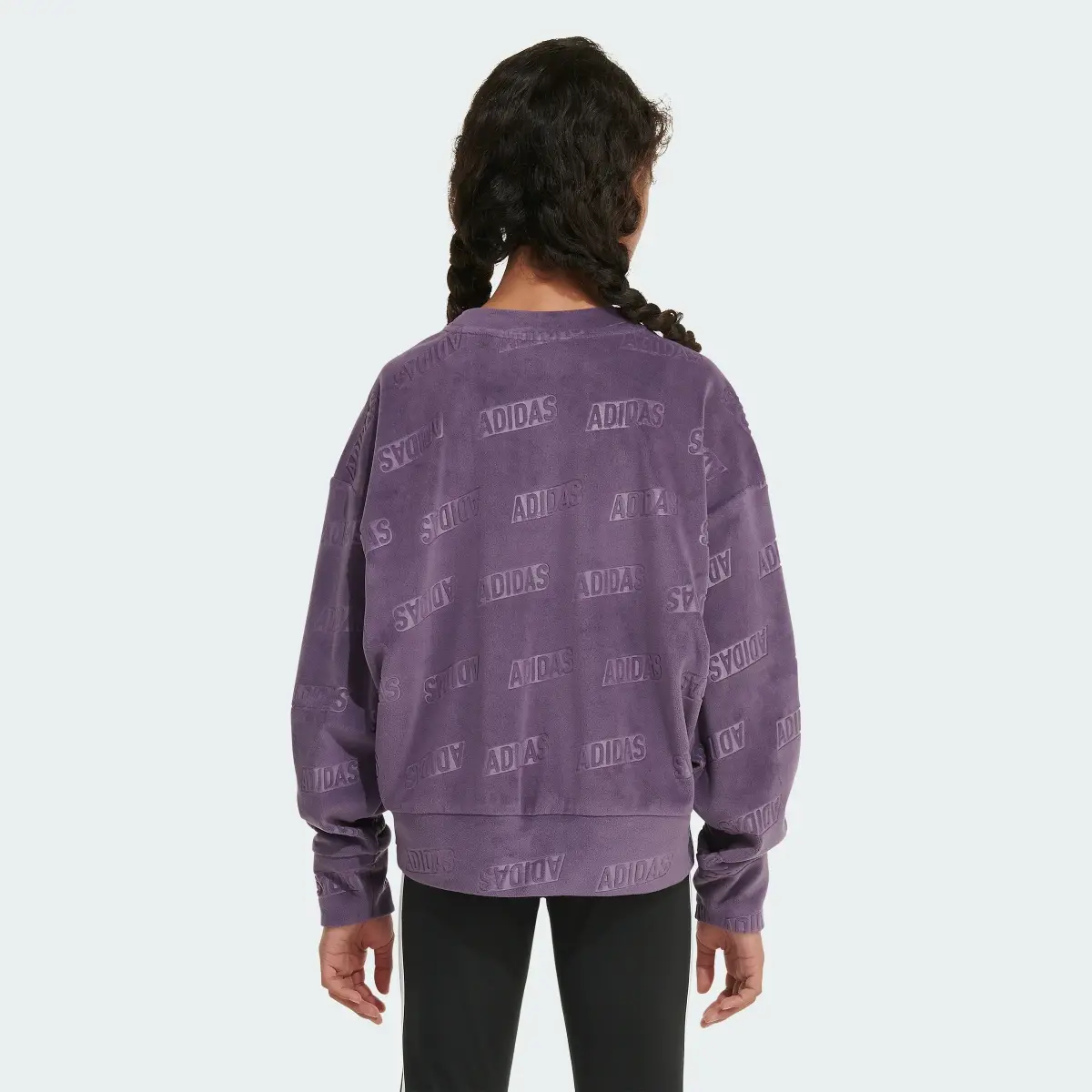 Adidas Long Sleeve Velour Crewneck Pullover. 2