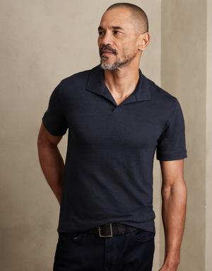 Banana Republic Linen Polo blue