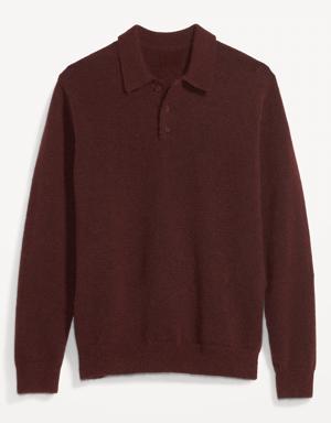 Long-Sleeve Polo Pullover Sweater for Men red