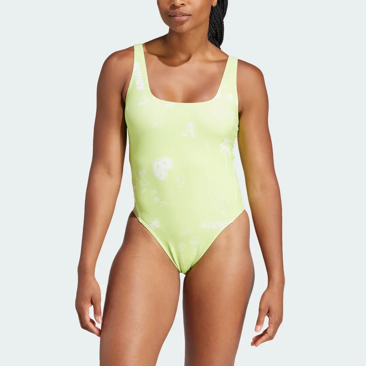 Adidas Brand Love Franchise Swimsuit. 1