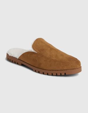 Faux Shearling Loafer Mules brown