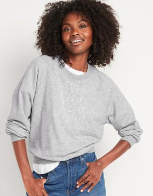 Vintage Cropped Logo Graphic Sweatshirt for Women gray