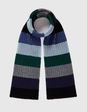 striped scarf in pure shetland wool