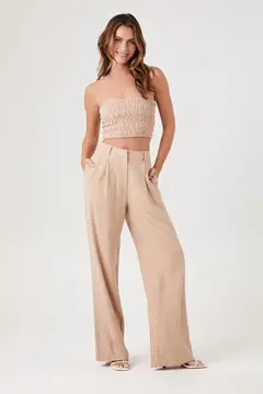 Forever 21 Forever 21 Tube Top &amp; Wide Leg Pants Set Natural. 2