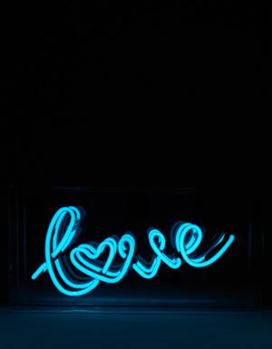 Love Turkuaz Yazı Formlu Neon Lamba